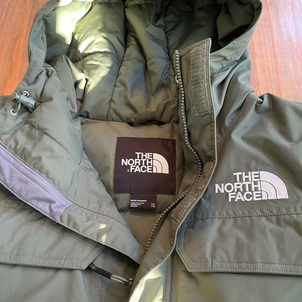 NORTH FACE DRYVENT 550 DOWN MCMURDO JACKET NWOT MILITARY GREEN PTP 28 MENS XXL